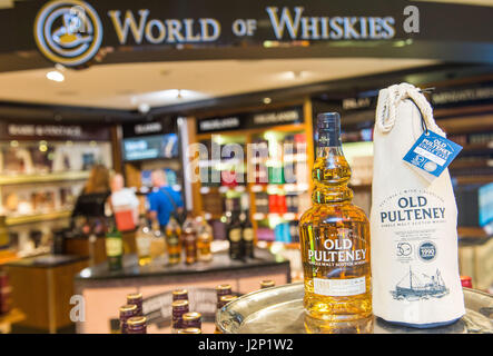 Old Pulteney, Glasgow Airport, World of Whiskies Stock Photo