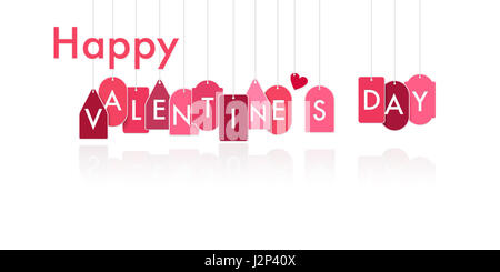 Happy Valentine's Day hanging tags on white, isolated graphics Stock Photo