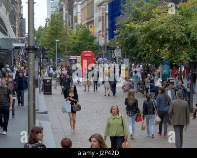 Glasgow shopping sunny street scenes Sauchiehall Street Stock Photo