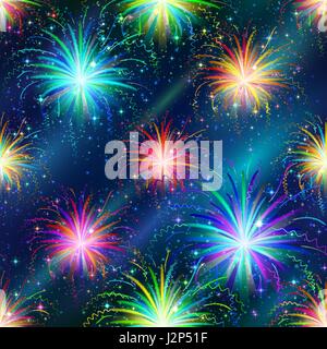 Fireworks Seamless Pattern Stock Vector