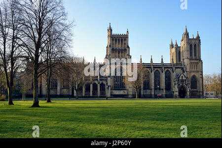 Early morning sun on Bristol Cathedral, College Green, Bristol City Centre Stock Photo