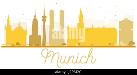 Munich City skyline golden silhouette. Simple flat concept for tourism presentation, banner, placard or web site. Business travel concept. Stock Vector