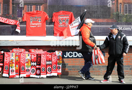 Sheffield United fans make their way to the stadium before the Sky Bet League One match at Bramall Lane, Sheffield. Stock Photo