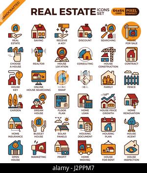 Real Estate concept detailed line icons set in modern line icon style concept for ui, ux, web, app design Stock Vector
