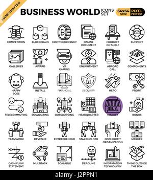 Business World concept detailed line icons set in modern line icon style concept for ui, ux, web, app design Stock Vector