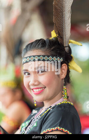 :Murut lady in traditional costume decorated with colorful beads during ...