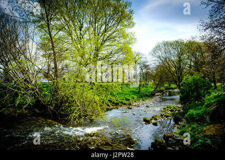 The Lyne Water in the village of West Linton, Scottish Borders Stock Photo