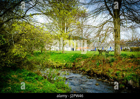 The Lyne Water in the village of West Linton, Scottish Borders Stock Photo