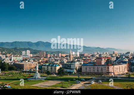 View Of Cityscape Of Georgian Resort Town Of Batumi. Different Colored Houses At Sunset Evening Time. Urban Architecture In Batumi, Adjara Georgia. Su Stock Photo