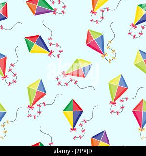 Kite seamless pattern. Summer children's endless background, texture. Game backdrop. Vector illustration Stock Vector