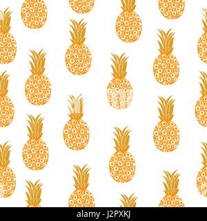 Pineapple seamless texture. Pineapple background, wallpaper, fabric. Vector illustration. Stock Vector