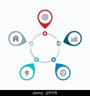 Infographics template five options with circle Stock Vector