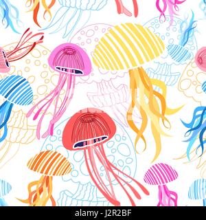 Seamless pattern with jellyfish Stock Vector