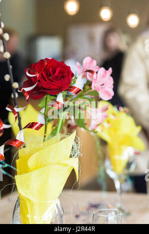 Table decorations Celebration Celebrations Restaurant interior Decorative Colourful Colorful Dining Stock Photo