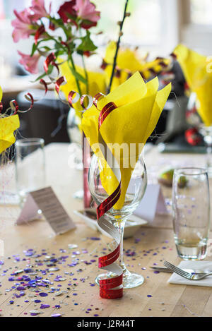 Table decorations Celebration Celebrations Restaurant interior Decorative Colourful Colorful Dining Stock Photo