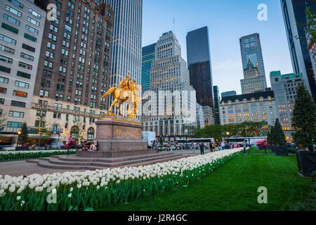 Golden William Tecumseh Sherman Monument on Grand Army Plaza in New York City Stock Photo
