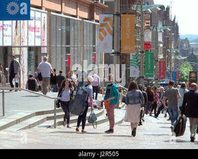 Glasgow shopping sunny weather Buchanan street city scenes Stock Photo