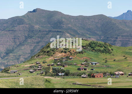 Rural settlement on road to Semonkong, Maseru District, Kingdom of Lesotho Stock Photo