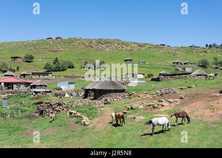 Small settlement on road to Semonkong, Maseru District, Kingdom of Lesotho Stock Photo