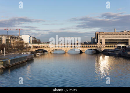 Pont de Bercy, Bercy Bridge and Seine River, Paris, France Stock Photo