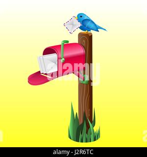 Outdoor red mailbox full of letters Stock Vector