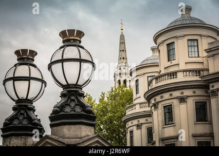 Decorative courtyard lamps in the forecourt of Charing Cross railway station in London, England, UK Stock Photo