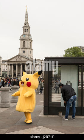 Pikachu the friendly Pokemon character in Trafalgar Square, London, England, UK Stock Photo