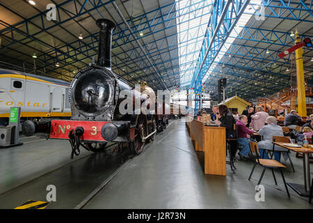 Dining area next to the exhibits inside The National Railway Museum in York Stock Photo
