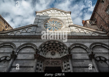 Romanesque and Gothic Chiesa di San Cristoforo (Church of Saint Christopher) in historic centre of Lucca, Tuscany - Italy Stock Photo