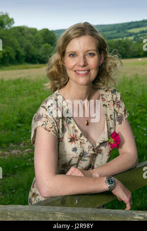 Lucy Akhurst at her home, Oxenpark Farm, Hemyock, Devonshire, UK Stock Photo