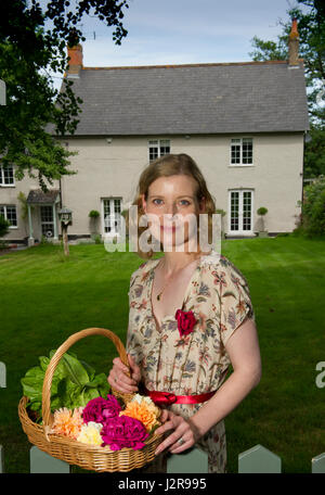 Lucy Akhurst at her home, Oxenpark Farm, Hemyock, Devonshire, UK Stock Photo