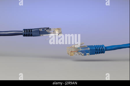 Close-up of two copper cable with plug rj45 Stock Photo