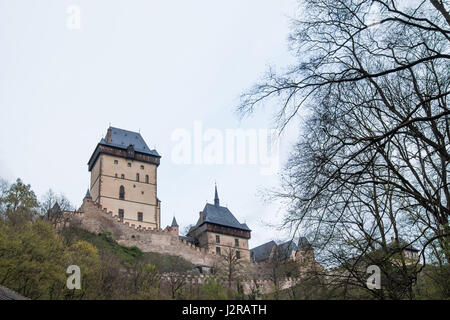 Karlstejn Castle - large Gothic castle founded 1348 by Charles IV Stock Photo