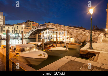 Evening at Scalzi Bridge on Grand Canal in Venice. Stock Photo