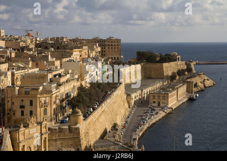 The fortified capital city of Valletta, Malta has been listed as a UNESCO World Heritage Site since 1980. Stock Photo