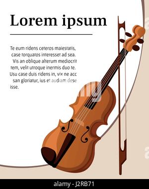 Vector illustration in flat style design Classical violin. Isolated musical instrument on white background Stock Vector
