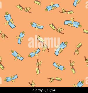 Toothbrush and Toothpaste Seamless Pattern Stock Vector