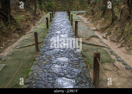 Arare Path at Jikoin, Nara  - Jiko-in was founded in 1663 by Sekishu Katagiri, a feudal lord of the area who mastered the way of Zen Buddhism and tea  Stock Photo