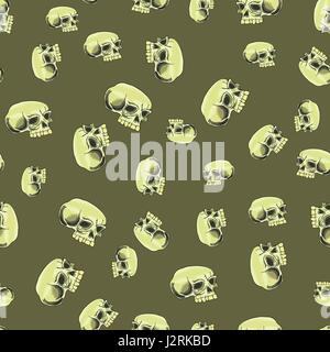Old Human Skull Seamless Pattern Stock Vector