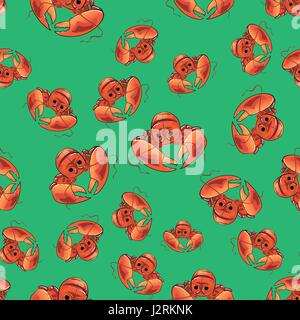 Boiled Lobster Seamless Pattern Stock Vector