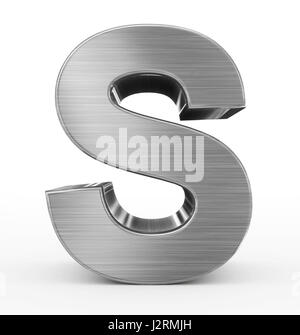 letter S 3d metal isolated on white - 3d rendering Stock Photo