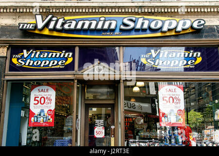 The front of a Vitamin Shoppe store in downtown Manhattan. Stock Photo