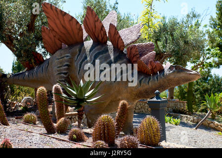 Algar, Spain - April 8, 2017: Realistic model of a Stegosaurus in the Dino Park of Algar. It is a unique entertainment and educational park. Spain Stock Photo