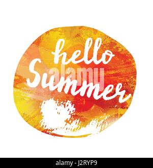 Watercolor Summer hand lettering vecto Stock Vector