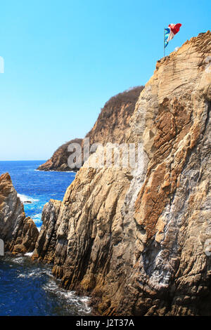 Famous diving cliff La Quebrada and Pacific Ocean in Acapulco, Mexico Stock Photo