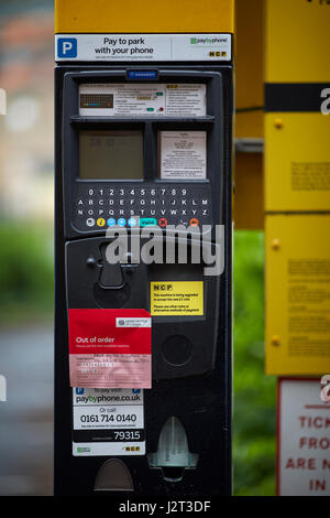 Out of order NCP parking meter fro Manchester Council for off street parking. Stock Photo