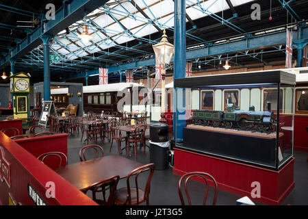 Cafe eating hall on the platform of National Railway Museum York North Yorkshire England UK Stock Photo