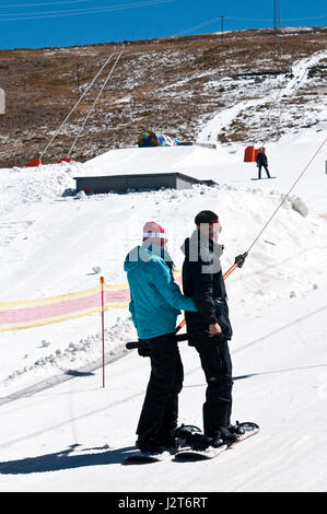 Skiing in Kingdom of Lesotho Highland mountains Africa Stock Photo