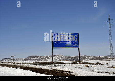 Skiing in Kingdom of Lesotho Highland mountains Africa Stock Photo