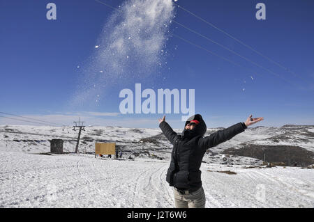 Skiing in Kingdom of Lesotho Highland mountains Africa Stock Photo